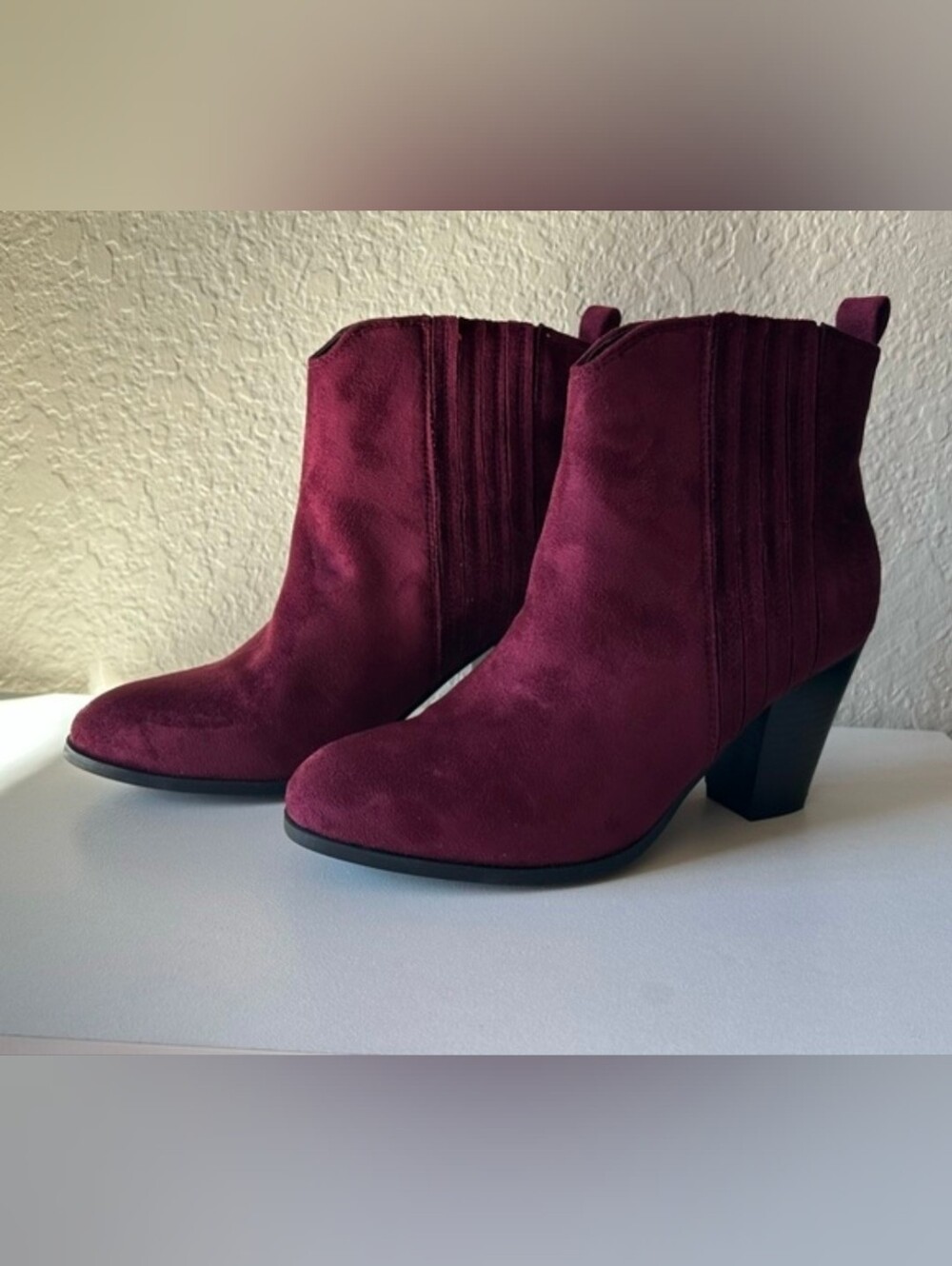 Charlotte Russe Burgundy Faux Suede Ankle Booties SZ 9 NWOB